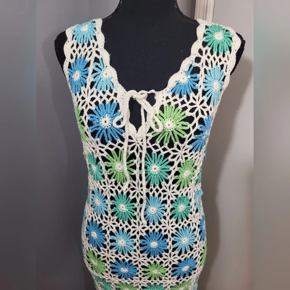 Show Me Your Mumu Vacay Tank Floral Crochet Maxi Dress Cover Up - Picture 4 of 8